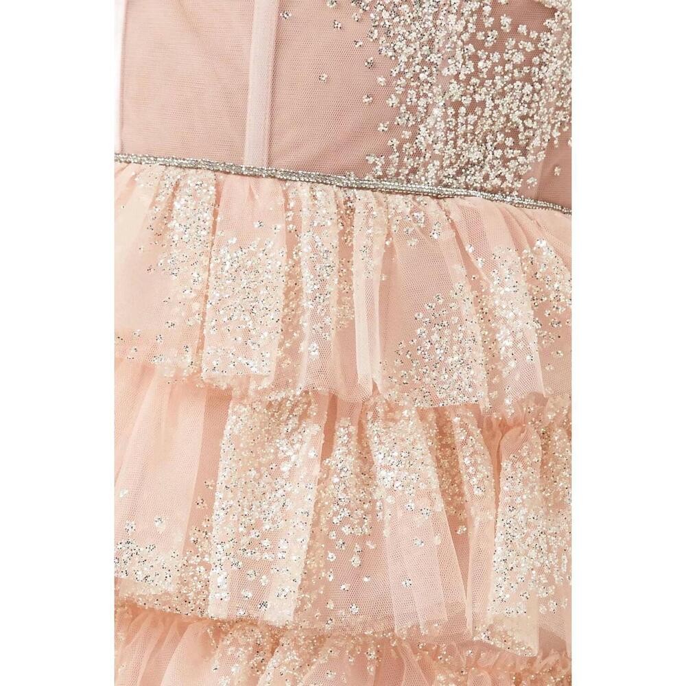NEW TARIK EDIZ cielo glitter tiered gown in pink - Picture 4 of 4